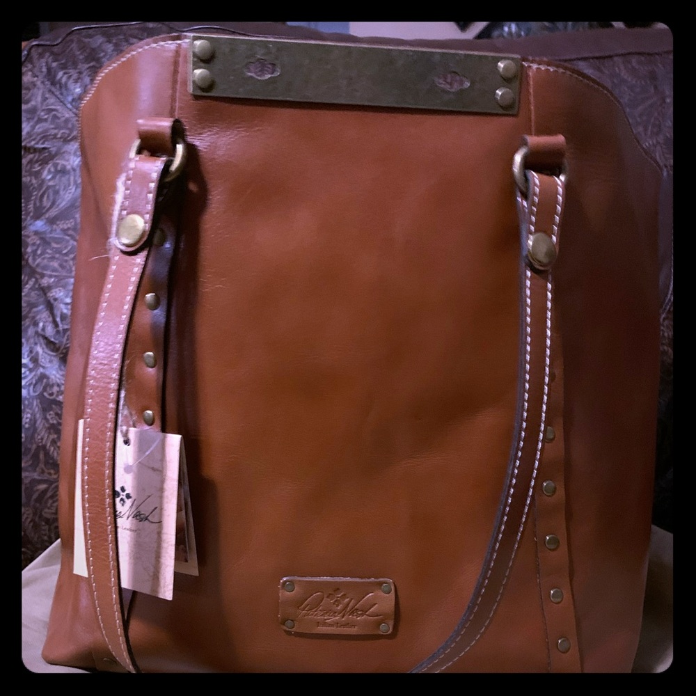 New Tan Leather Patrica Nash Benvenuto Bag